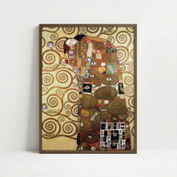 Stoclet Frieze, Fulfilment (1905-9) by Gustav Klimt – Art Print - Art print in dark wood frame