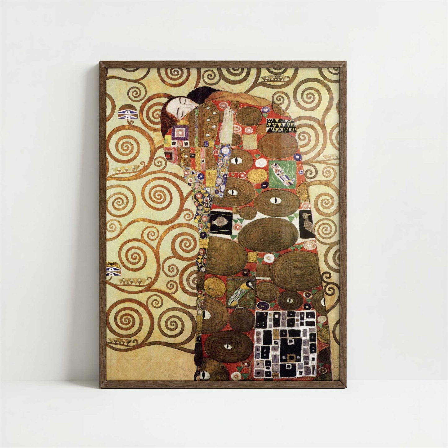Stoclet Frieze, Fulfilment (1905-9) by Gustav Klimt – Art Print - Art print in dark wood frame