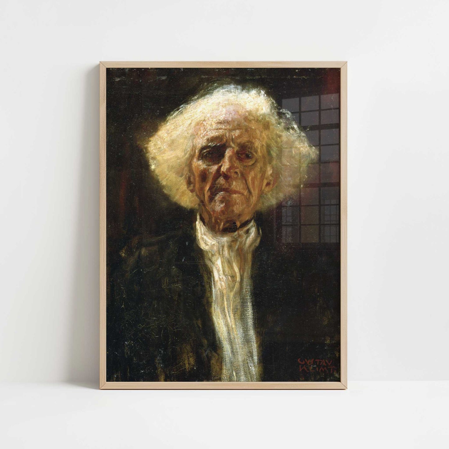 Study of Head of a Blind Man (1898) by Gustav Klimt – Art Print - Art print in oak frame