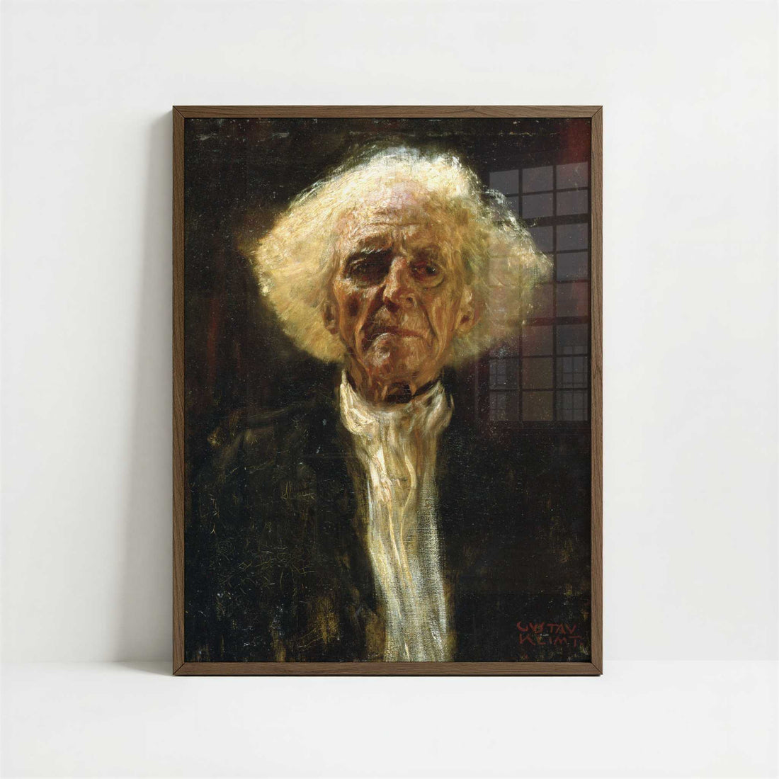 Study of Head of a Blind Man (1898) by Gustav Klimt – Art Print - Art print in dark wood frame