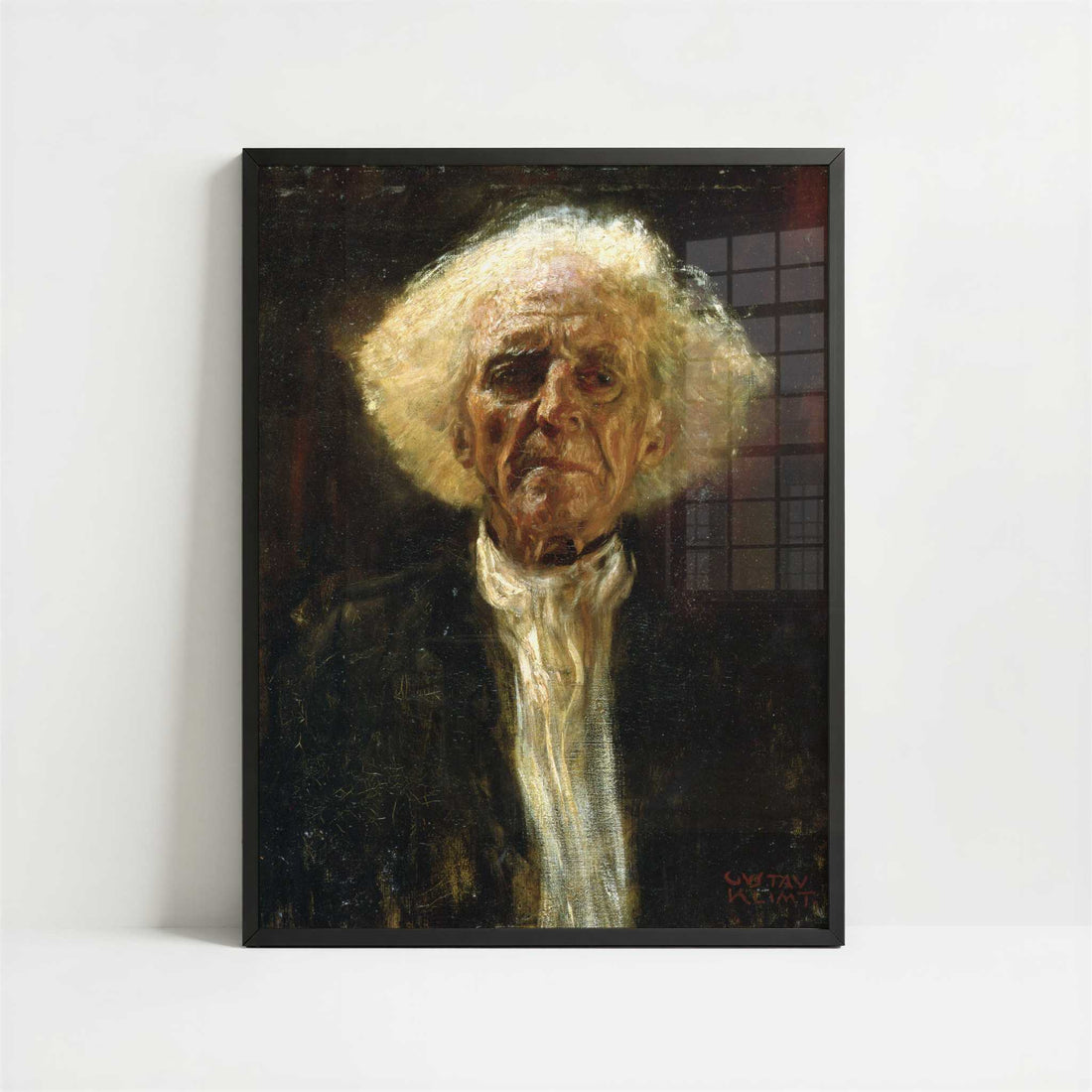 Study of Head of a Blind Man (1898) by Gustav Klimt – Art Print - Art print in black frame