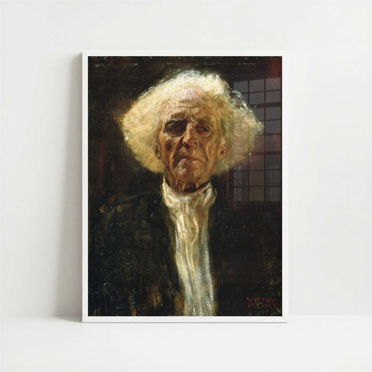 Study of Head of a Blind Man (1898) by Gustav Klimt – Art Print - Art print in white frame