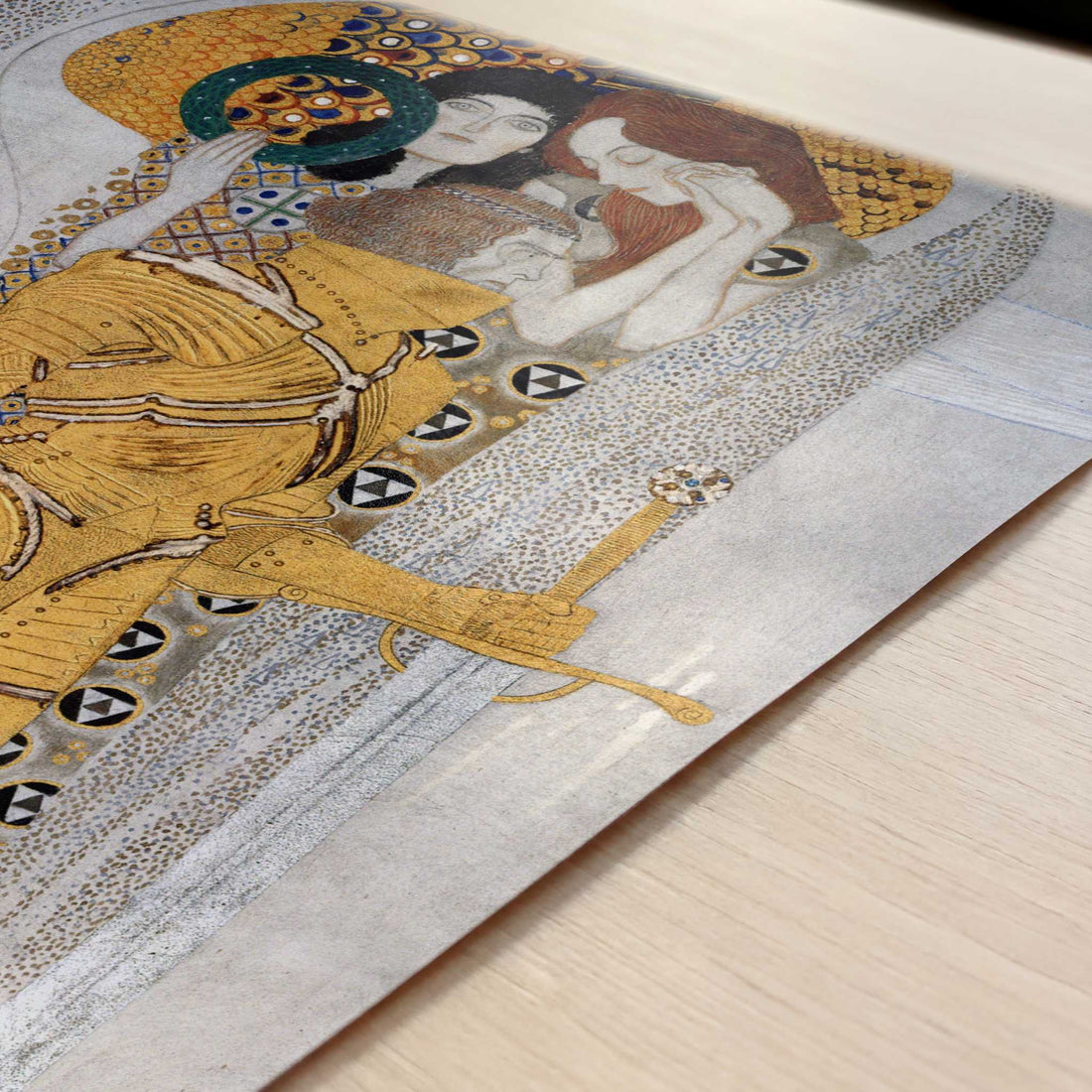 The Beethoven Frieze II (1902) by Gustav Klimt – Art Print - Close-up detail of the art print