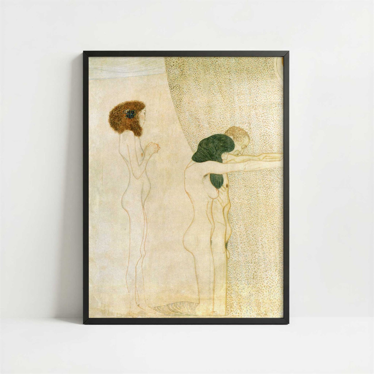 The Beethoven Frieze I (1902) by Gustav Klimt – Art Print - Art print in black frame