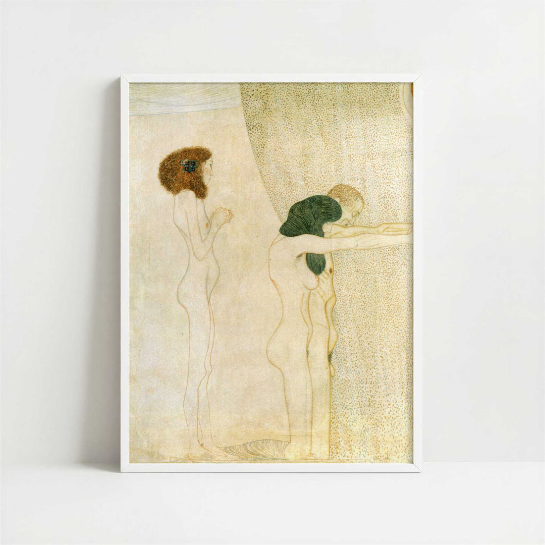 The Beethoven Frieze I (1902) by Gustav Klimt – Art Print - Art print in white frame