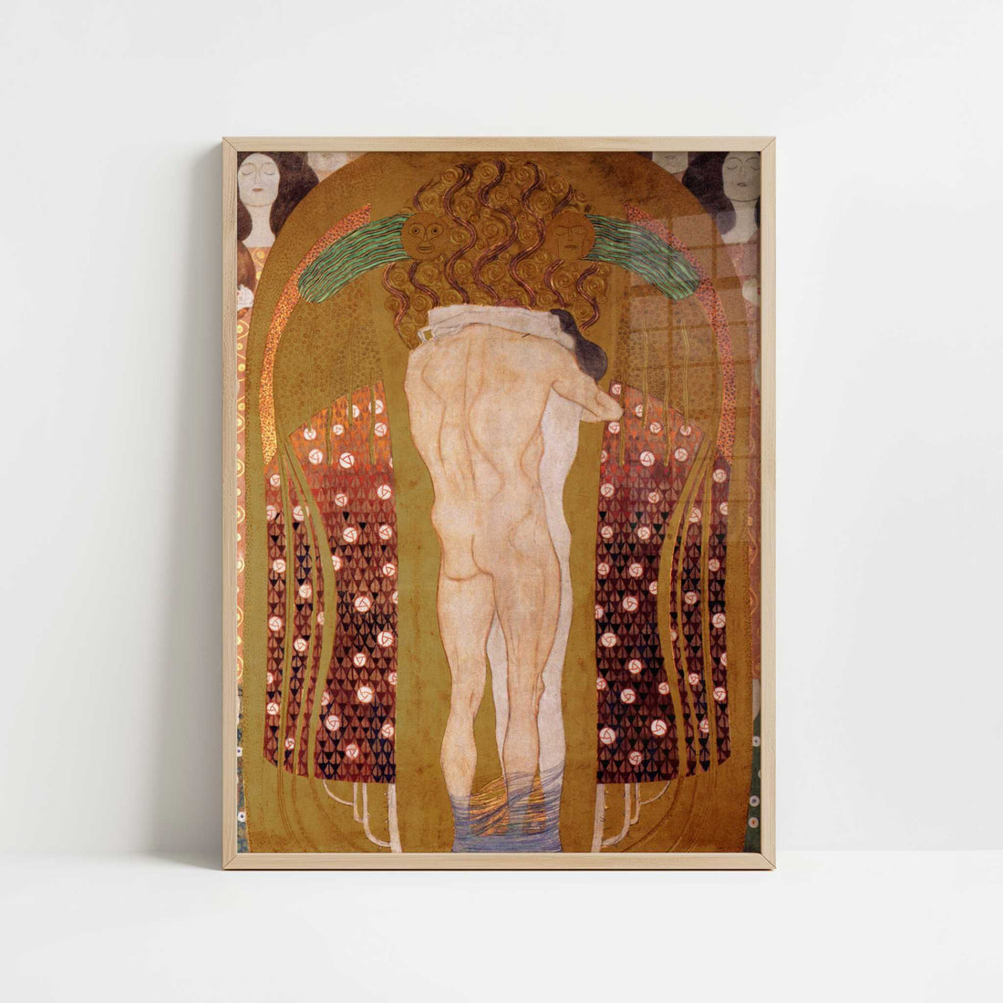 The Beethoven Frieze VIII (1902) by Gustav Klimt – Art Print - Art print in oak frame