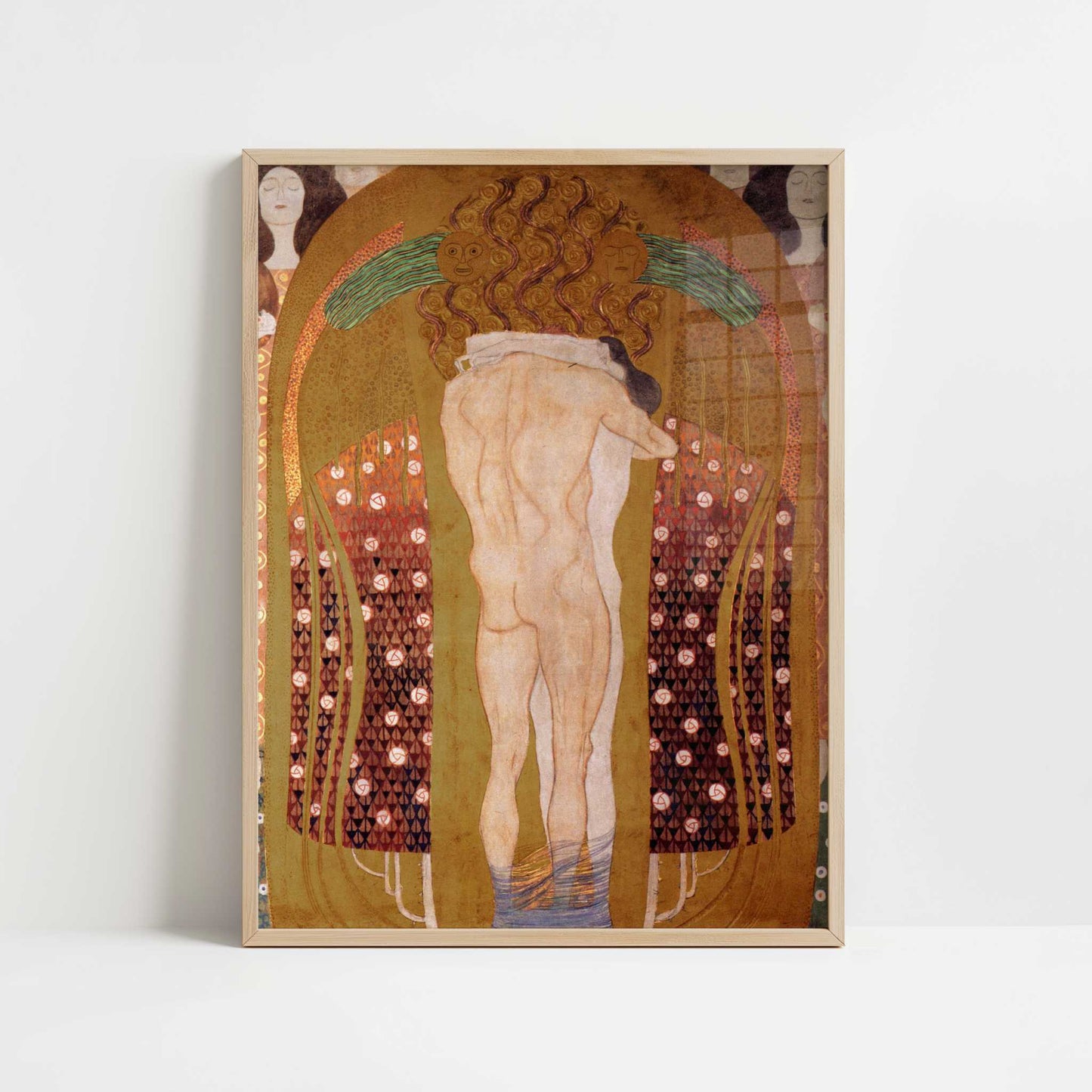 The Beethoven Frieze VIII (1902) by Gustav Klimt – Art Print - Art print in oak frame