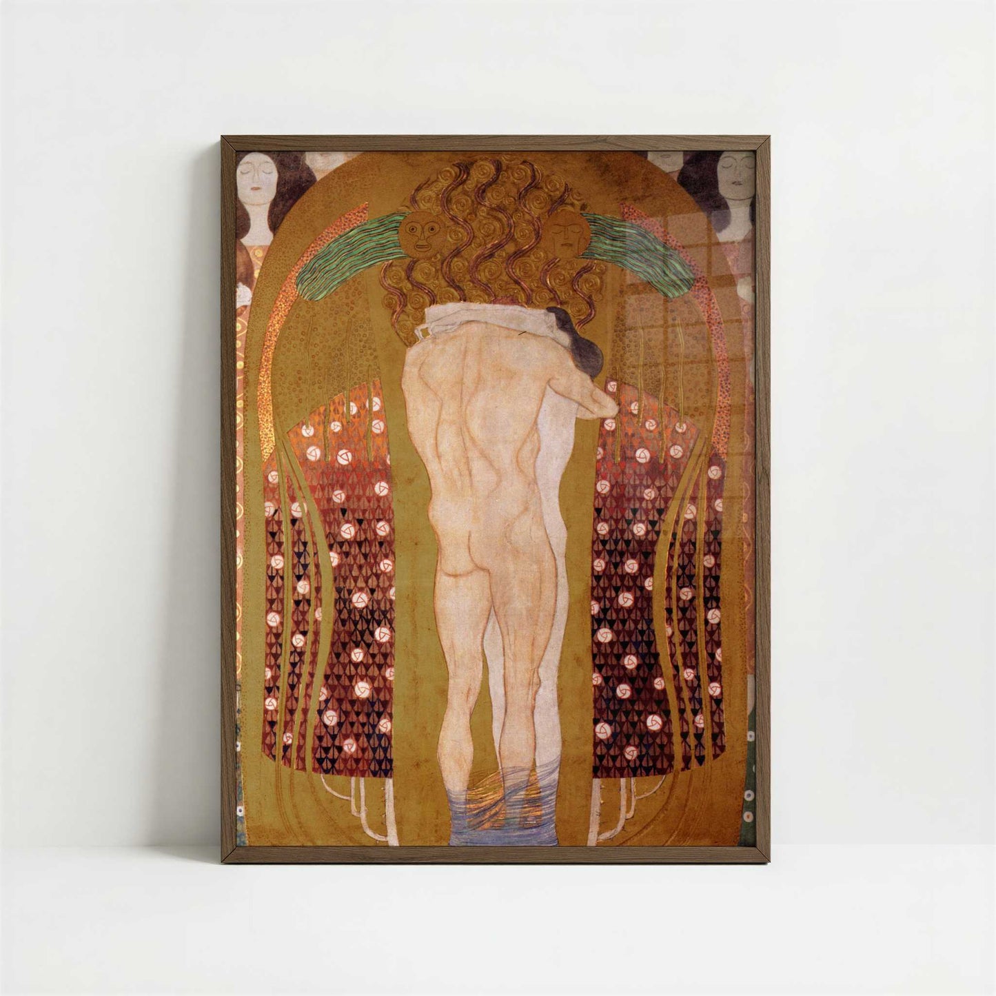 The Beethoven Frieze VIII (1902) by Gustav Klimt – Art Print - Art print in dark wood frame