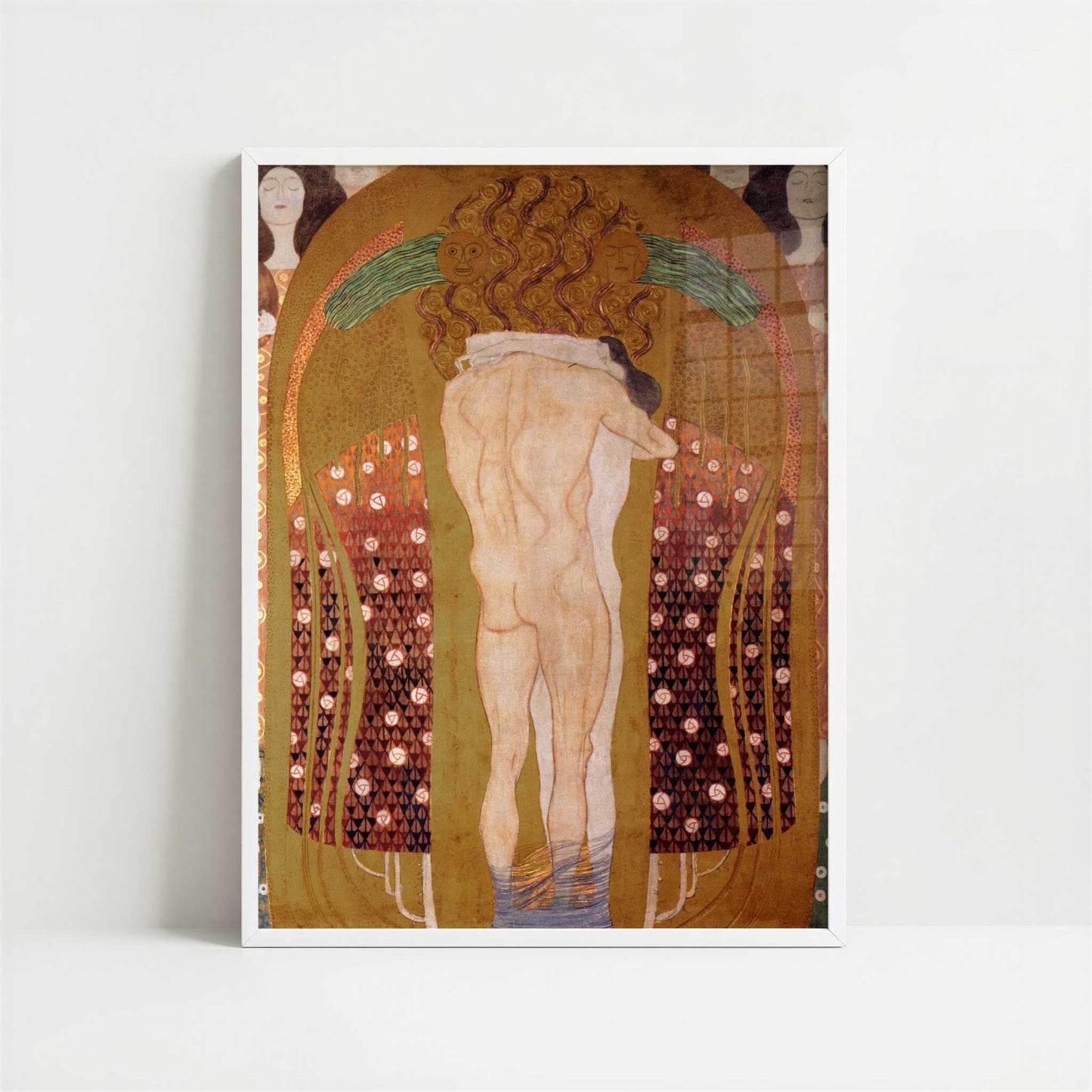 The Beethoven Frieze VIII (1902) by Gustav Klimt – Art Print - Art print in white frame