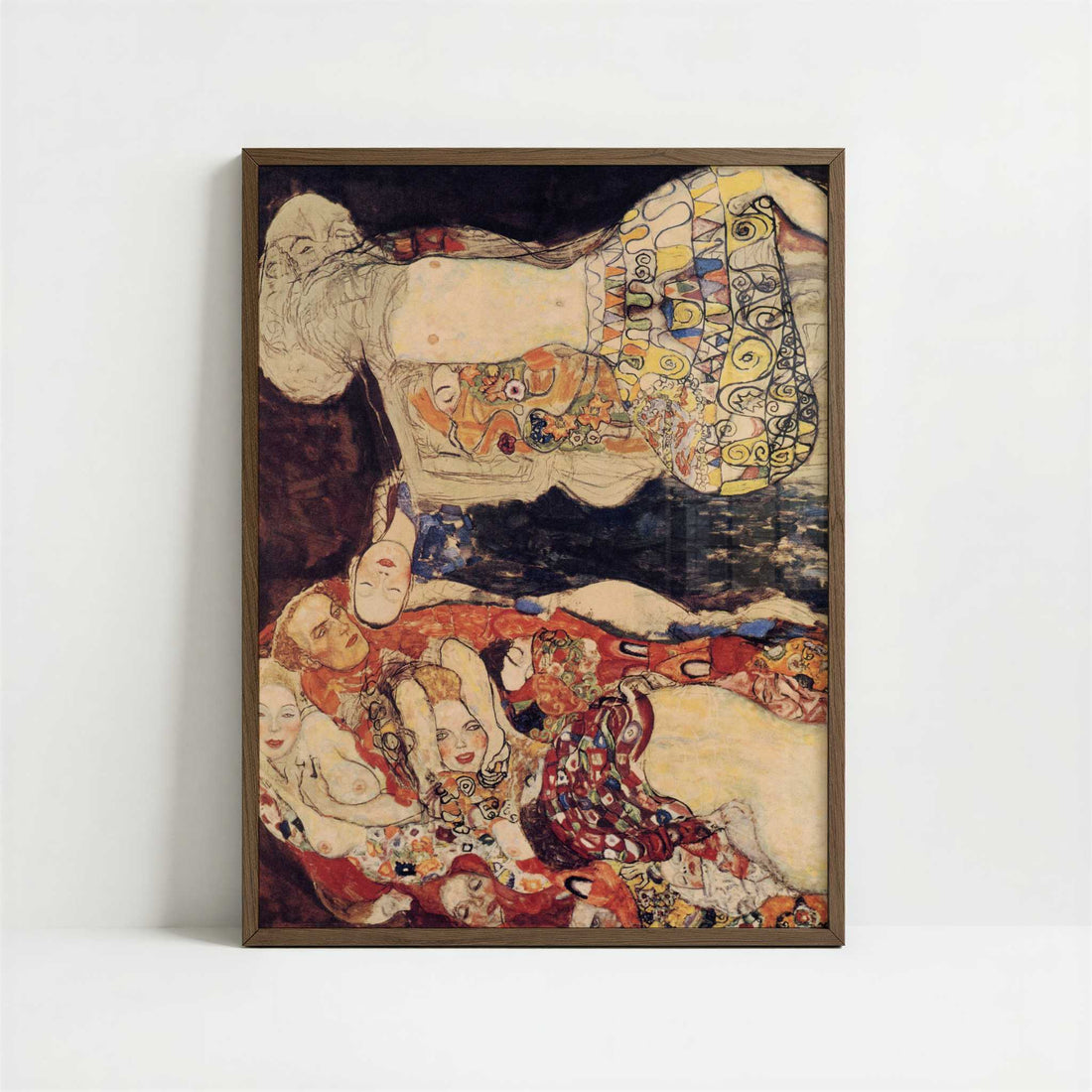 The Bride (1917-18) by Gustav Klimt – Art Print - Art print in dark wood frame