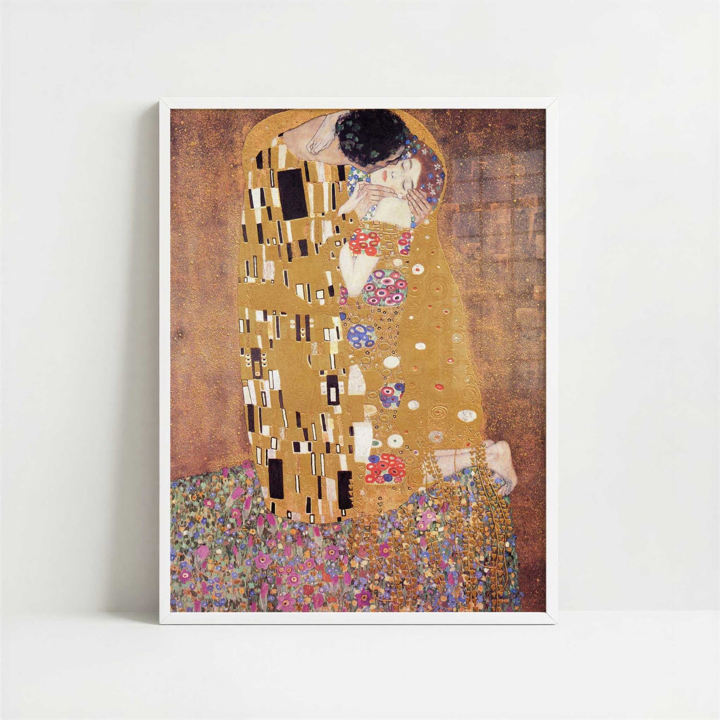The Kiss (1909) by Gustav Klimt – Art Print - Art print in white frame