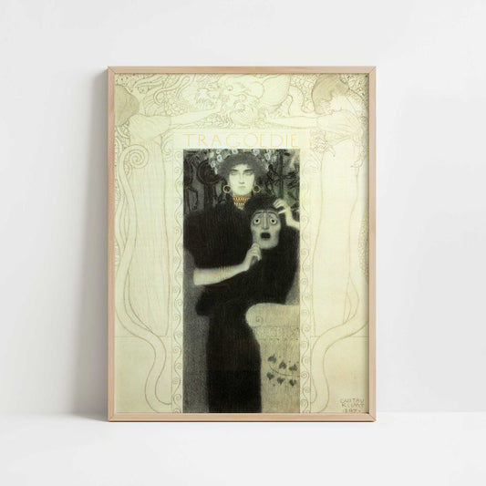 Tragedy (1897) by Gustav Klimt – Art Print - Art print in oak frame