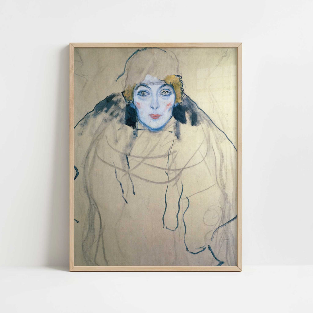 Woman's Head (1918) by Gustav Klimt – Art Print - Art print in oak frame