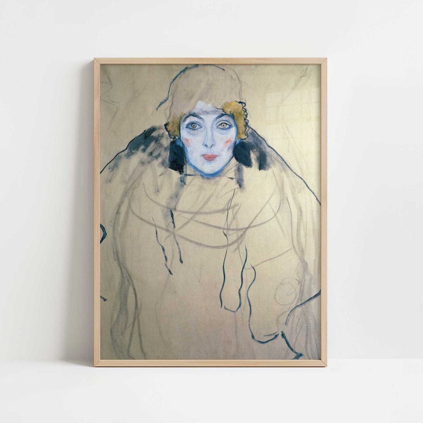 Woman's Head (1918) by Gustav Klimt – Art Print - Art print in oak frame