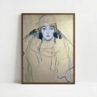 Woman's Head (1918) by Gustav Klimt – Art Print - Art print in dark wood frame