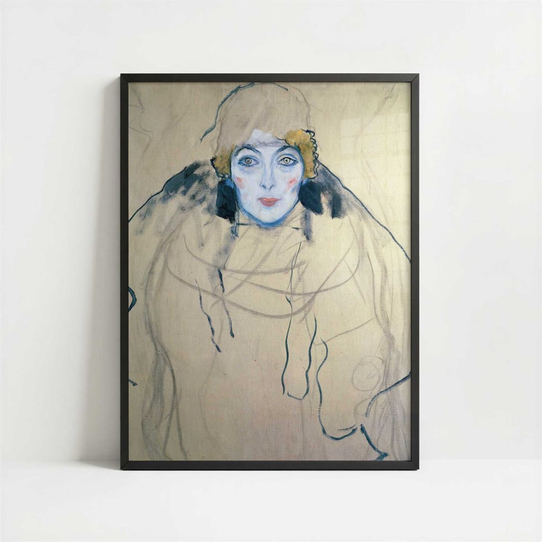 Woman's Head (1918) by Gustav Klimt – Art Print - Art print in black frame