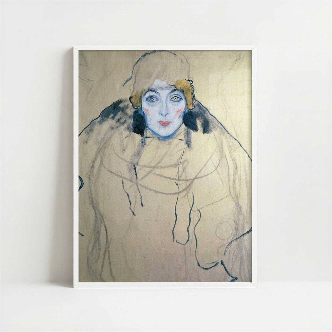 Woman's Head (1918) by Gustav Klimt – Art Print - Art print in white frame