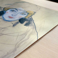 Woman's Head (1918) by Gustav Klimt – Art Print - Close-up detail of the art print
