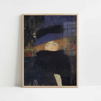 Woman with Hat & Feather Boa (1909) by Gustav Klimt – Art Print - Art print in oak frame