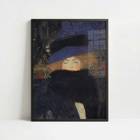 Woman with Hat & Feather Boa (1909) by Gustav Klimt – Art Print - Art print in black frame