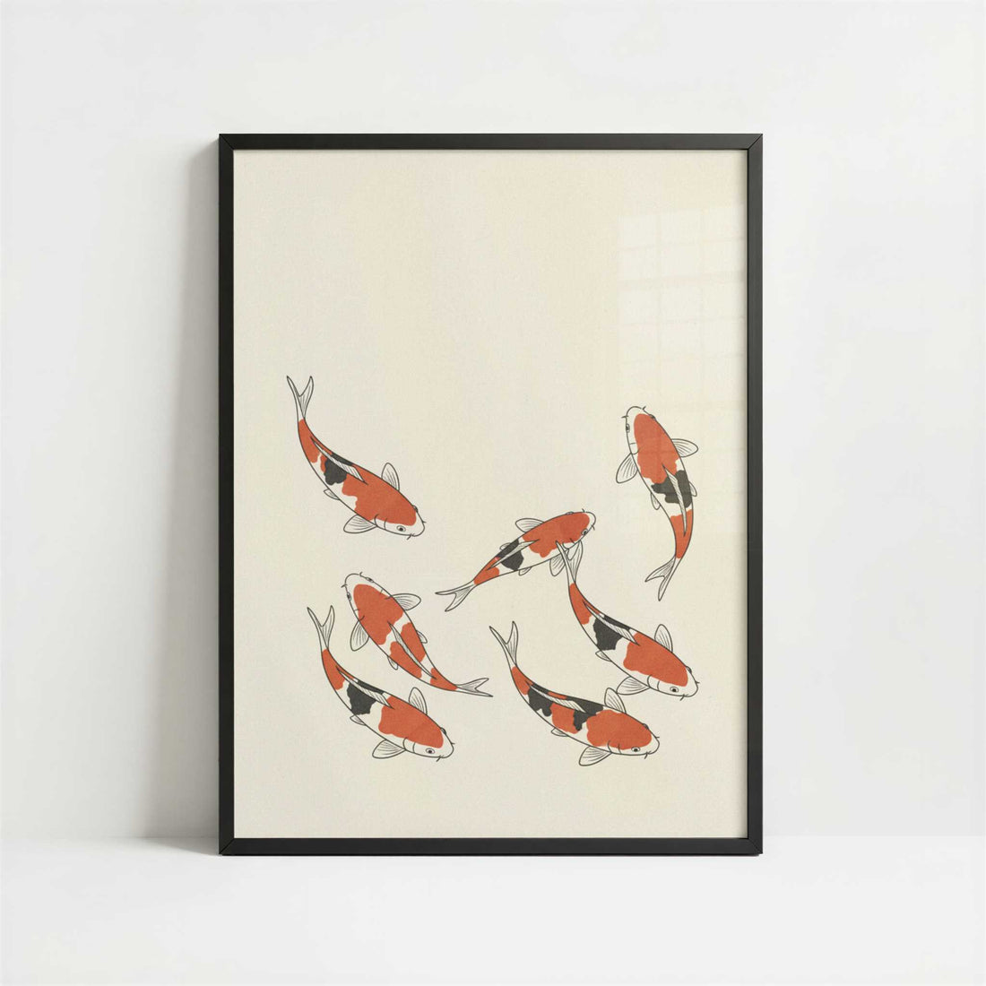 Koi in Still Water - Art Print - Art print in black frame