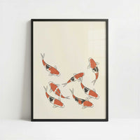 Koi in Still Water - Art Print - Art print in black frame