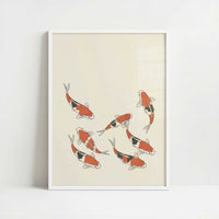Koi in Still Water - Art Print - Art print in white frame