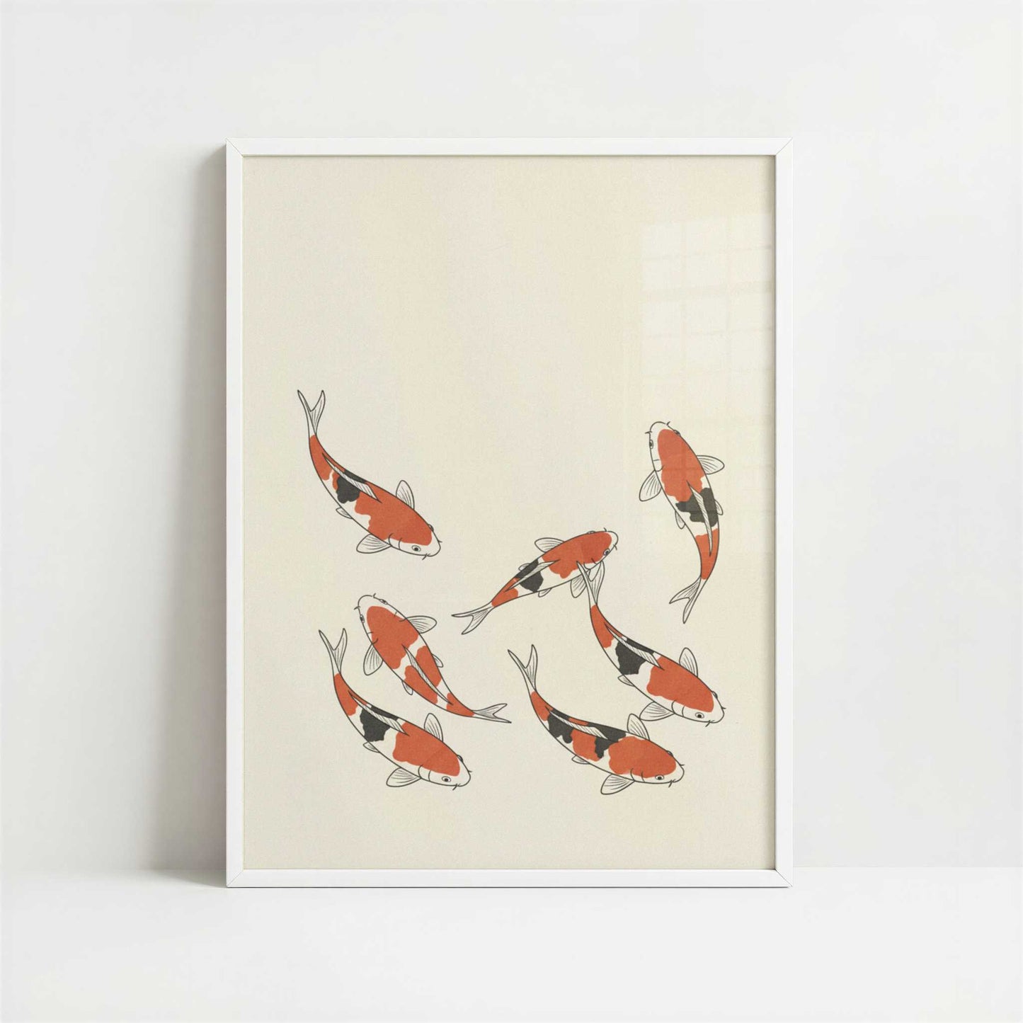 Koi in Still Water - Art Print - Art print in white frame