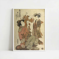 The Courtesan Morokoshi of Echizen-ya with Her Child (c.1776-77) by Koryusai, Isoda – Art Print - Art print in white frame