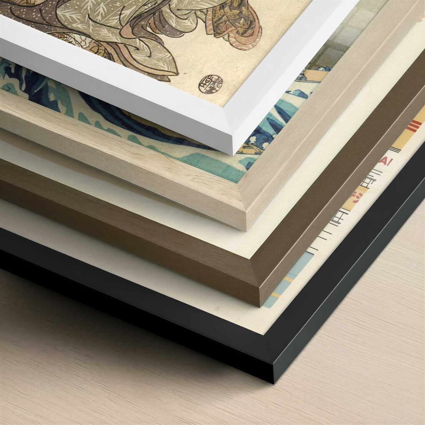 The Courtesan Morokoshi of Echizen-ya with Her Child (c.1776-77) by Koryusai, Isoda – Art Print - Close-up detail of the different frames