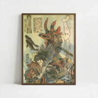 Tameijiro dan Shogo, one of 108 heroes of Suikoden (1827–30) by Utagawa Kuniyoshi – Art Print - Art print in dark wood frame