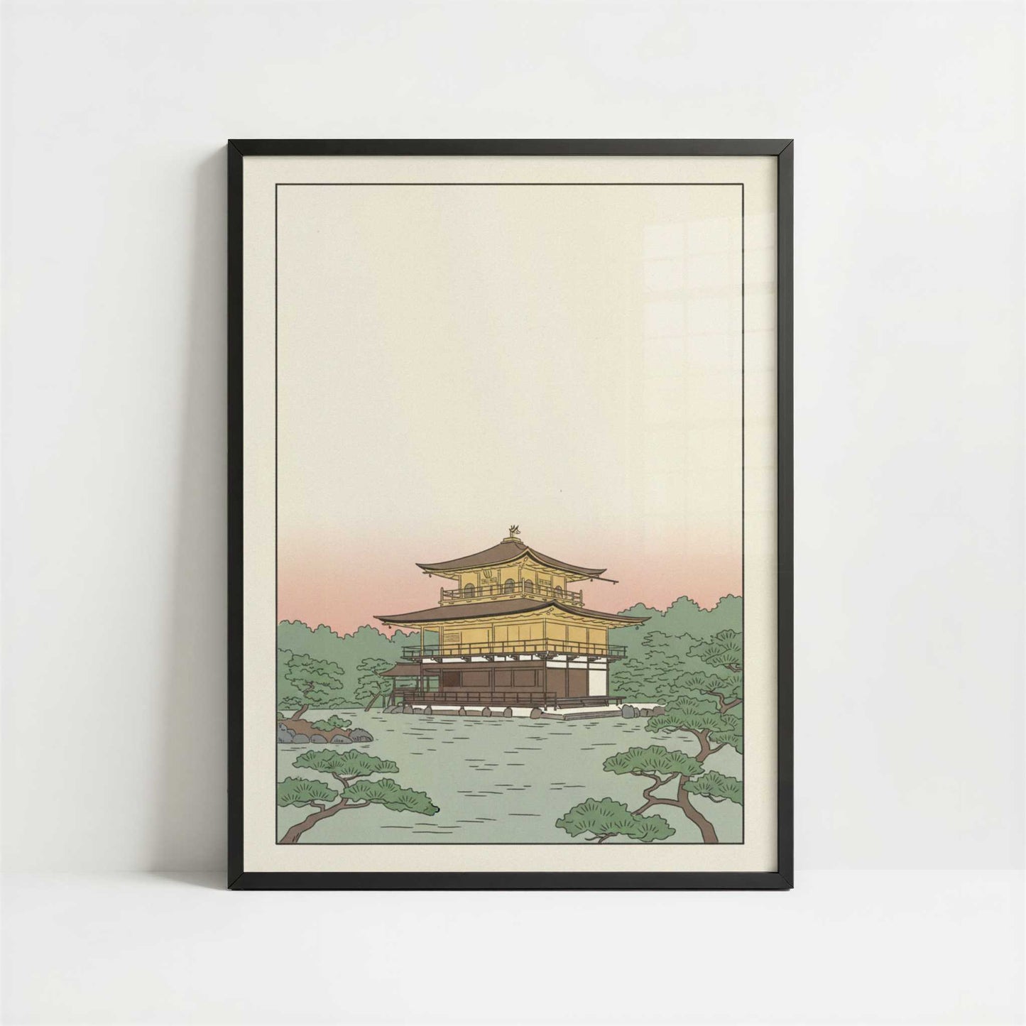 Kyoto’s Golden Pavilion at Dusk - Art Print - Art print in black frame