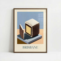 Lamington cake from Brisbane, Australia - Art Print - Art print in dark wood frame