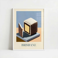 Lamington cake from Brisbane, Australia - Art Print - Art print in white frame