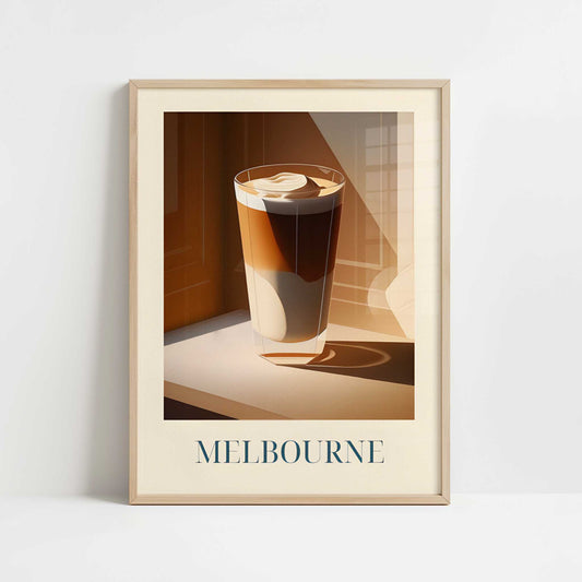 Latte Macchiato from Melbourne, Australia - Art Print - Art print in oak frame