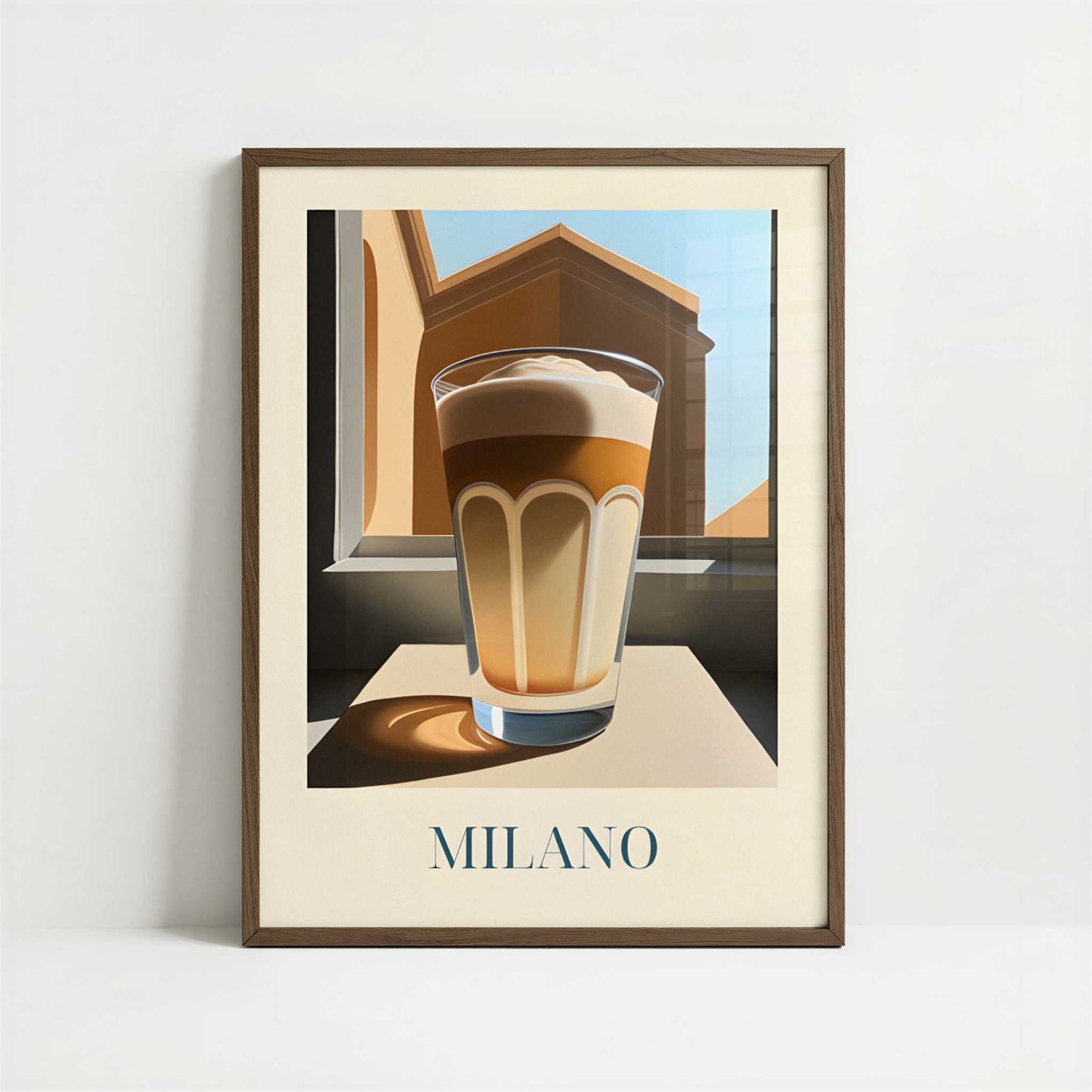 Latte macchiato from Milan, Italy - Art Print - Art print in dark wood frame