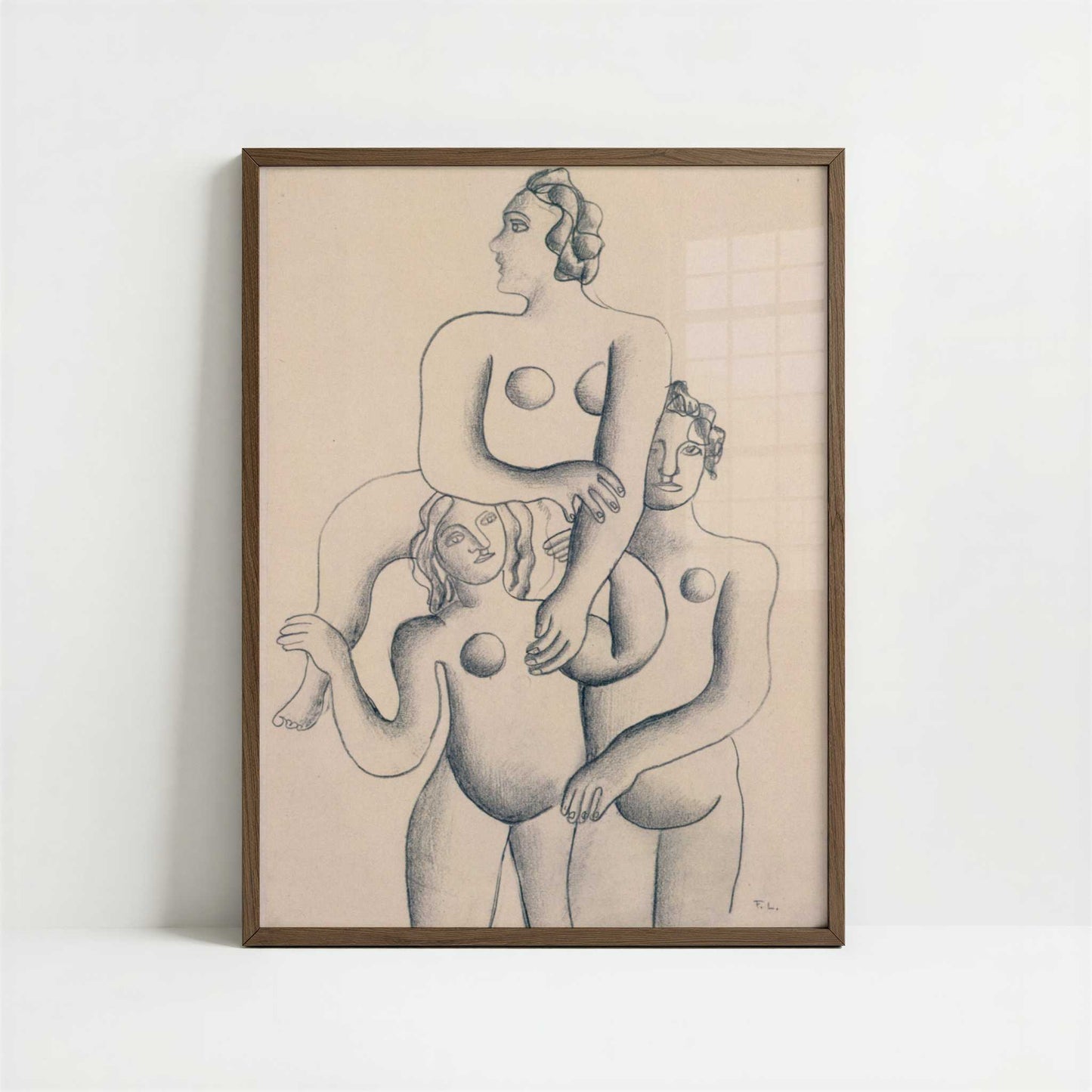Acrobats (1932) by Fernand Léger – Art Print - Art print in dark wood frame