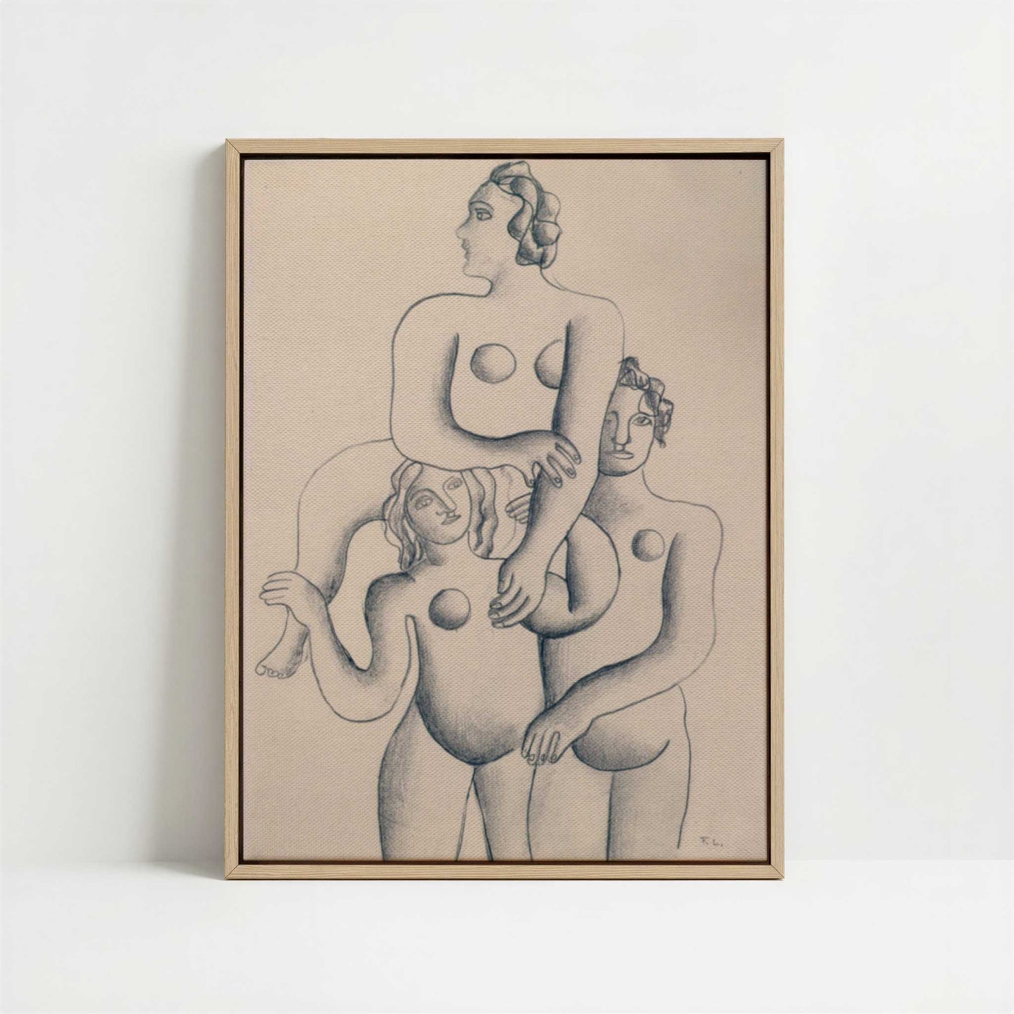 Framed Canvas - Framed canvas in oak color frame