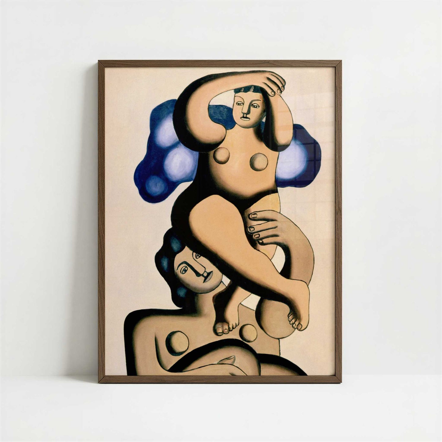 Composition with Two Parrots (1937) by Fernand Léger – Art Print - Art print in dark wood frame