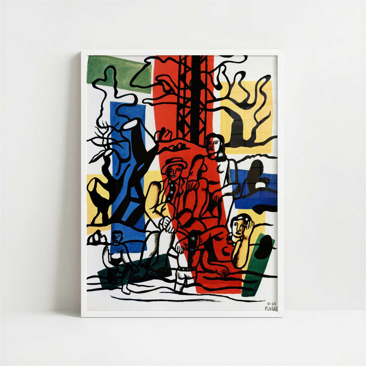 Country Outing (1952-3) by Fernand Léger – Art Print - Art print in white frame