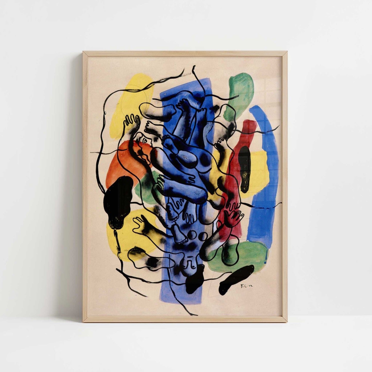 Divers (1942) by Fernand Léger – Art Print - Art print in oak frame