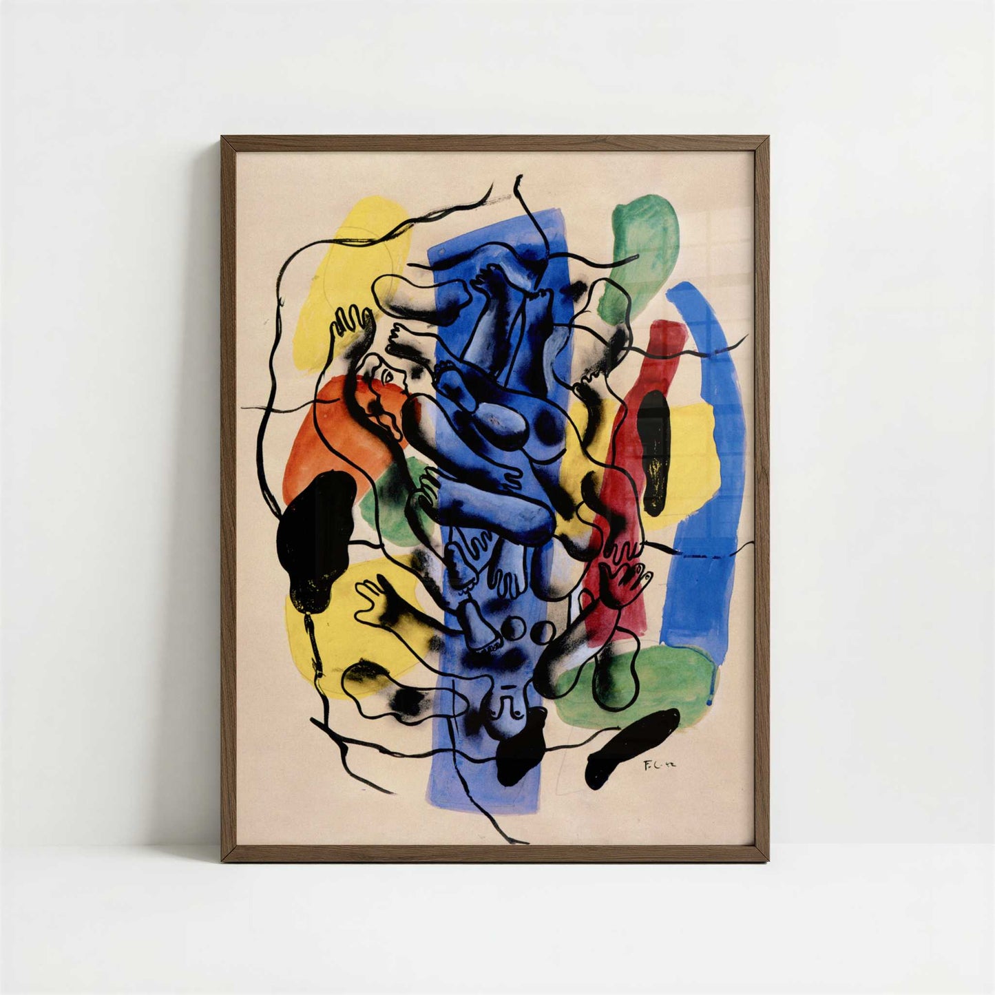 Divers (1942) by Fernand Léger – Art Print - Art print in dark wood frame