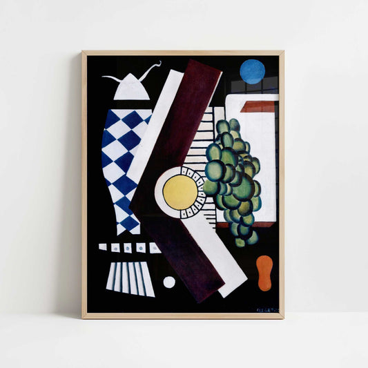Grapes and Fish (1927) by Fernand Léger – Art Print - Art print in oak frame