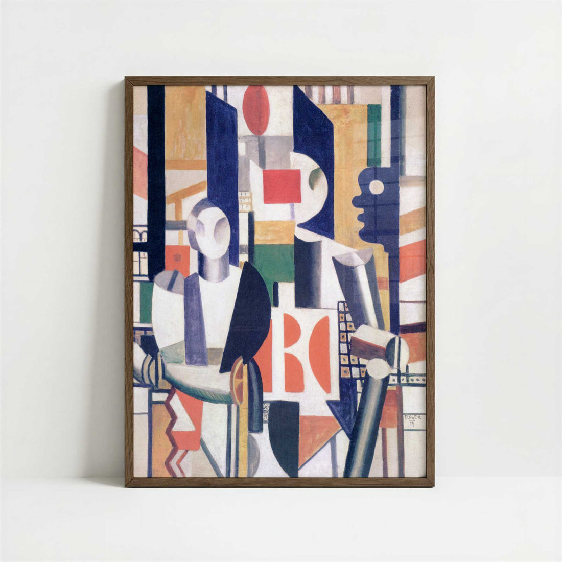 Men in a Town (1919) by Fernand Léger – Art Print - Art print in dark wood frame