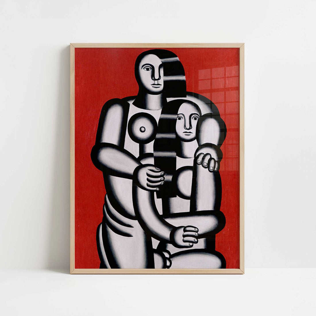 Nudes on Red Background (1923) by Fernand Léger – Art Print - Art print in oak frame