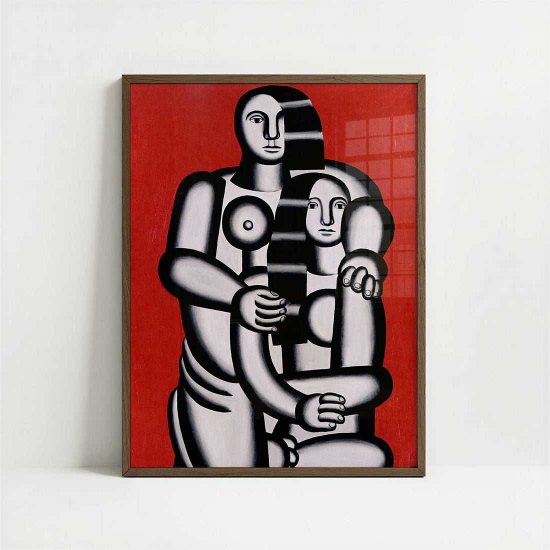 Nudes on Red Background (1923) by Fernand Léger – Art Print - Art print in dark wood frame