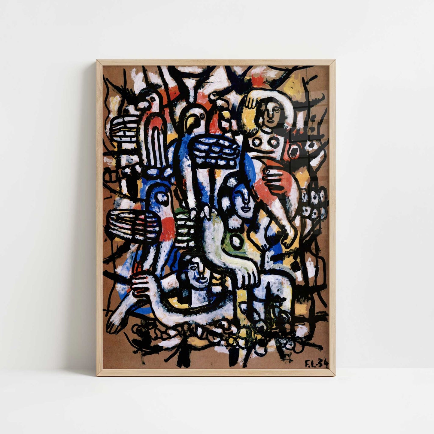 Parrot Divers (1934) by Fernand Léger – Art Print - Art print in oak frame