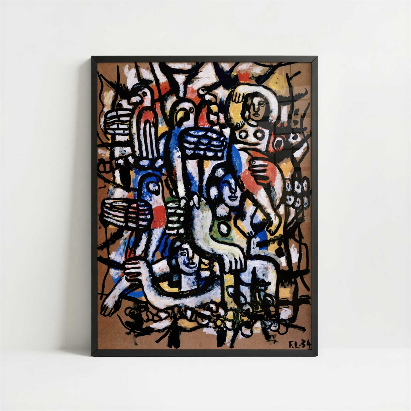 Parrot Divers (1934) by Fernand Léger – Art Print - Art print in black frame