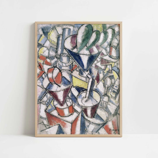 Still Life with Coloured Cylinders (1913) by Fernand Léger – Art Print - Art print in oak frame