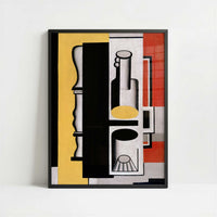 Still Life with Bottle (1927) by Fernand Léger – Art Print - Art print in black frame